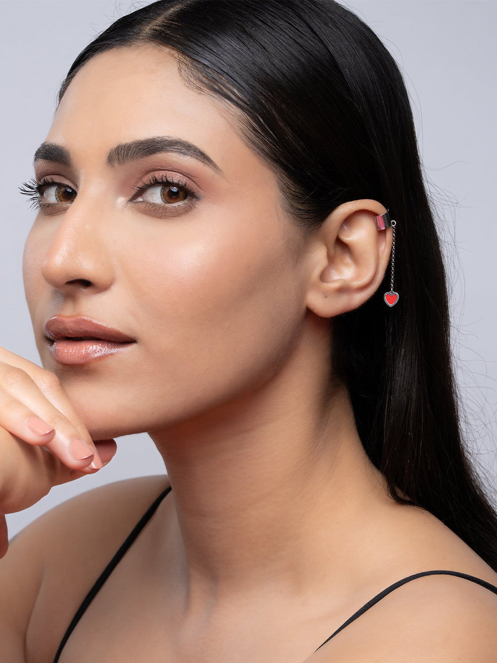 Heart Charm Single Ear Cuff