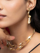 Gold Ribbon Twist Necklace (With Earnings)