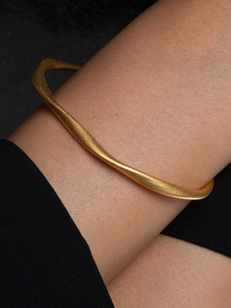 Matte Gold-Tone Organic Wave Kada
