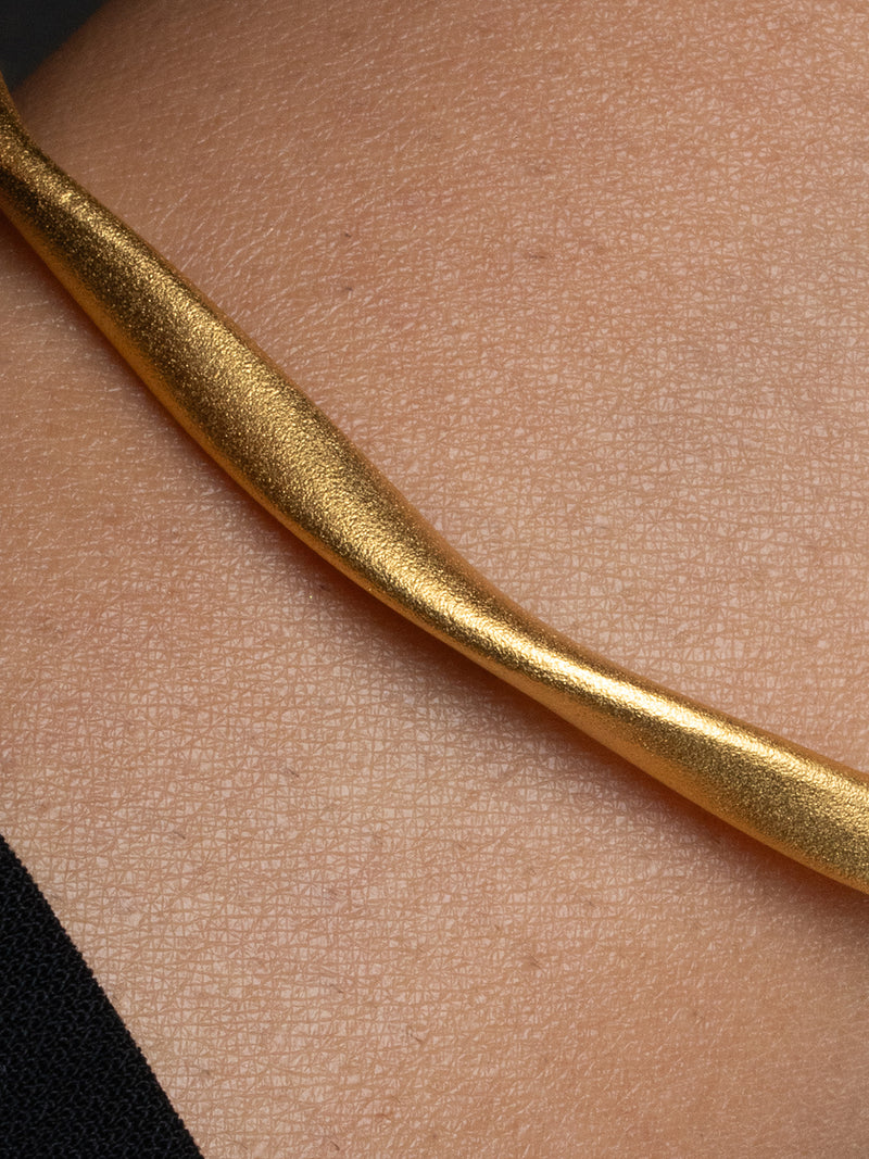 Matte Gold-Tone Organic Wave Kada