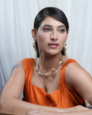 Gilded Leaf Necklace Set with Earrings