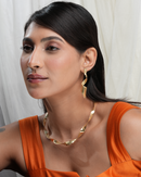 Gilded Leaf Necklace Set with Earrings