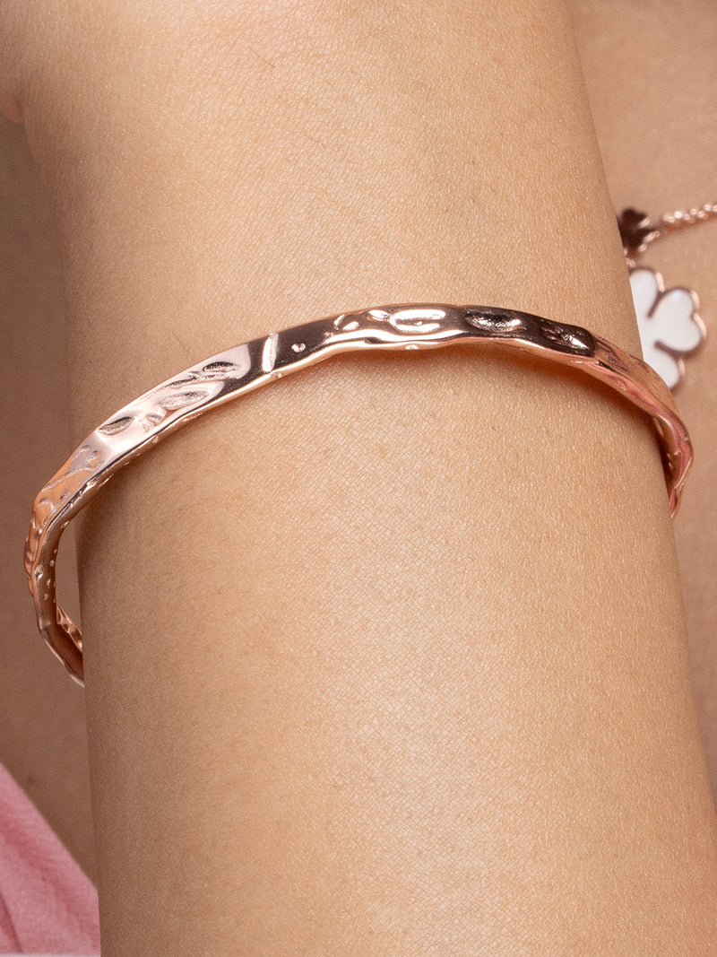 Silver-Tone Hammered Texture Kada