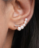 Silver Tone Climbing Pearl Ear Cuff