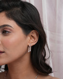 Silver Tone Pavé Dangle Earrings