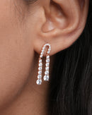 Silver Tone Pavé Dangle Earrings