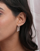 Silver Tone Pavé Dangle Earrings