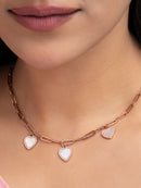 Mother-of-Pearl Heart Charm Paperclip Chain