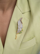 Pavé Crystal and Leaf Brooch