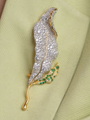 Pavé Crystal and Leaf Brooch