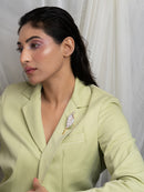 Pavé Crystal and Leaf Brooch