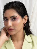 Rose Gold-Tone Textured Double Hoop Earrings