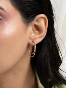 Rose Gold-Tone Textured Double Hoop Earrings