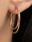 Rose Gold-Tone Textured Double Hoop Earrings
