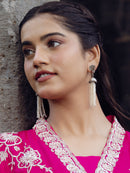 Peakcock Jhumka Earrings with Pearl Tassels
