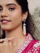 Peakcock Jhumka Earrings with Pearl Tassels