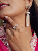 Peakcock Jhumka Earrings with Pearl Tassels