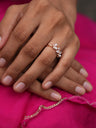 Rose Gold-Tone Floral Pearl and Crystal Ring Size 5