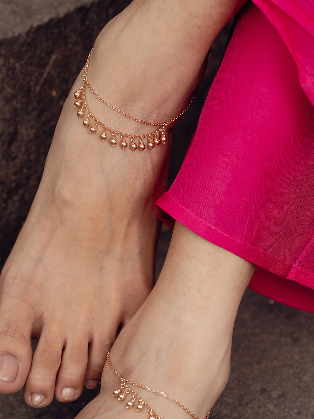 Rose-Gold Ghoongru Anklet