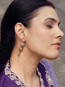 Dual Tone Oxidized Drop Earrings