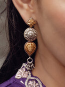 Dual Tone Oxidized Drop Earrings