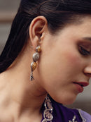 Dual Tone Oxidized Drop Earrings