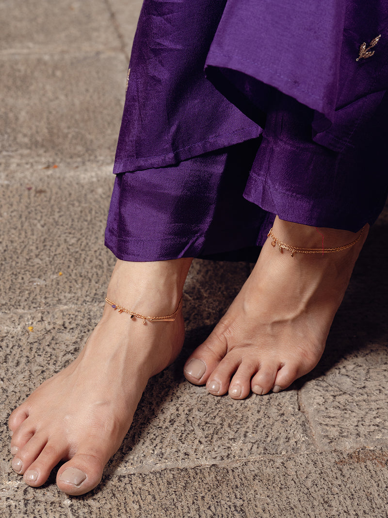 Rose Gold-Tone Delicate Disc Charm Anklet