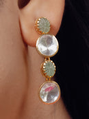 Gold-Tone Green Stone Drop Earrings