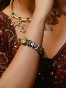 Pair of Emerald and Kundan Bridal Bangles (Set of Two)