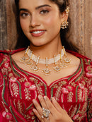 Polki and Pearl Elephant Motif Necklace with Earing Set