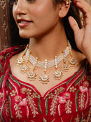 Polki and Pearl Elephant Motif Necklace with Earing Set
