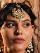 Traditional Kundan and Emerald Maang Tikka