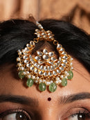 Traditional Kundan and Emerald Maang Tikka