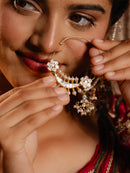 Kundan & Pearl Drop Clip-On Bridal Nath