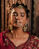 Mint Green Stone Chandelier 24k Gold Polish Maang Tikka