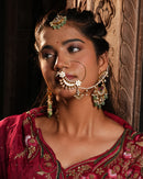 Mint Green Stone Chandelier 24k Gold Polish Maang Tikka