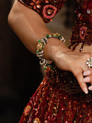 Pair of Emerald and Kundan Bridal Bangles (Set of Two)
