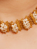 Jaali Work Pearl Cluster Choker Necklace