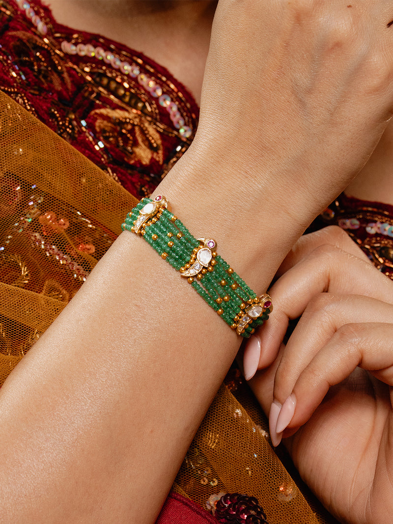 Multi-Strand Parrot Beaded Wristlet