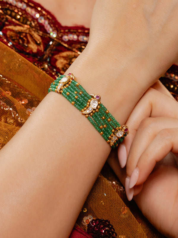 Multi-Strand Parrot Beaded Wristlet