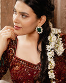 Regal Emerald-Cut Kundan Stud Earrings