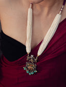 Multi-Strand Pearl and Temple-Style Pendant Necklace