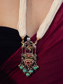 Multi-Strand Pearl and Temple-Style Pendant Necklace