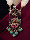 Multi-Strand Pearl and Temple-Style Pendant Necklace