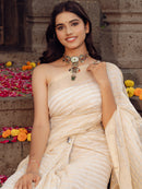 (Oxidized Silver) Kundan and Enamel Statement Choker