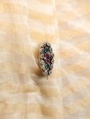 Oxidized Ruby & Emerald Stone Saree Pin