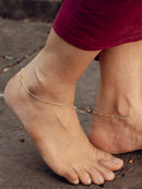 Silver - Rose-Gold Tri Color Chain Anklet