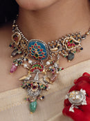 Oxidized Silver & Gold-Dipped Enamel Statement Choker