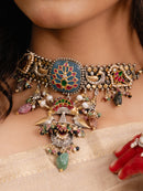 Oxidized Silver & Gold-Dipped Enamel Statement Choker