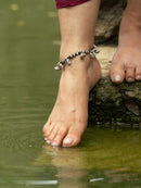 Oxidized Silver Sea Shell Charm Single Anklet